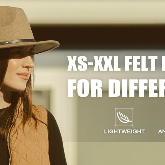 Zylioo XS/S Felt Fedora Hat for Men, Women - Great for festivals, concerts, etc. - Picture 7 of 9